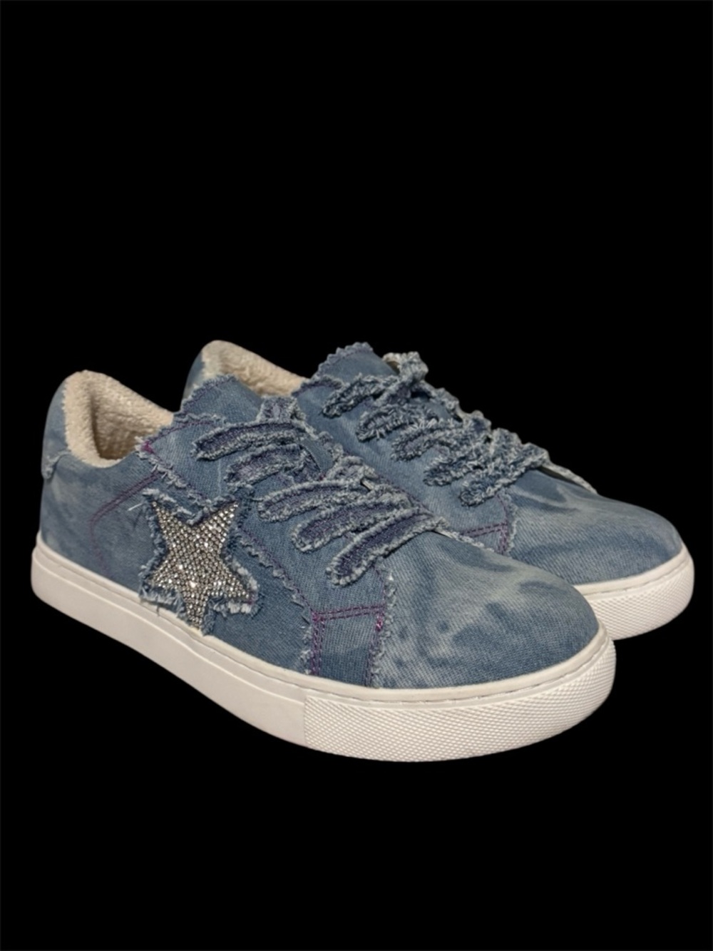 Steve Madden Blue Denim Rhinestone Star Sneakers